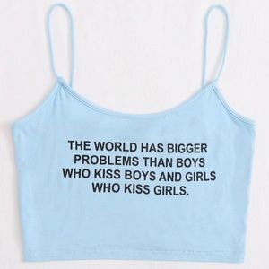 The World Has Bigger Problems Blue Crop Tank 💙